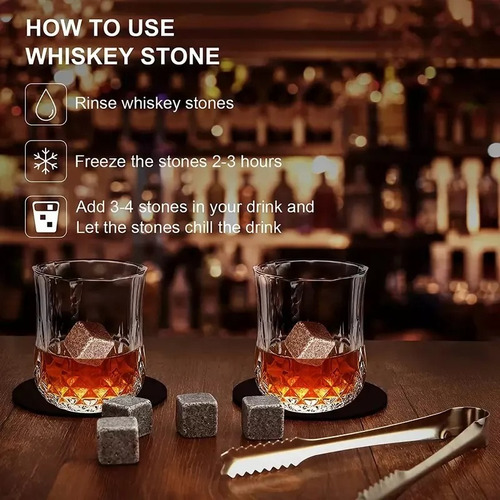 Juego 15 Piezas Regalo Piedra Para Whisky Vasos De Cristal