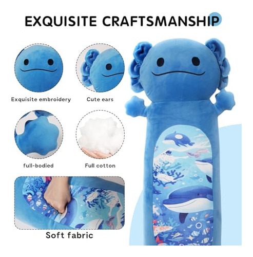 Almohada Corporal De Peluche Axolote Azul De 22 Pulgadas, Li