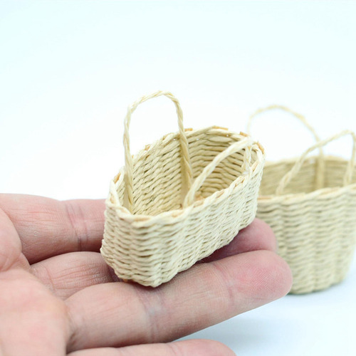 Cesta De Picnic Tejida Bakset De Casa De Muñecas En