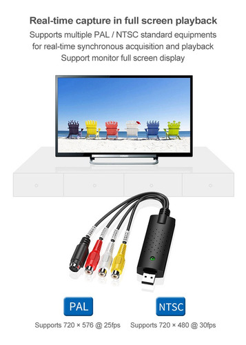 Conversor De Áudio E Vídeo Vhs Para Digital Usb 2.0