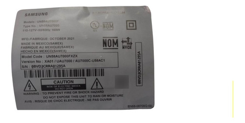Fuente De Poder Un58au7000fxzx Placa Extraida De Tv Rota (Usado)