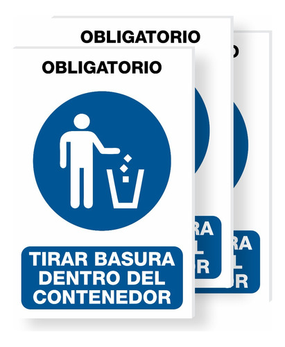 3 Pzs Señalamiento Tirar Basura Dentro Del Contenedor 30x20