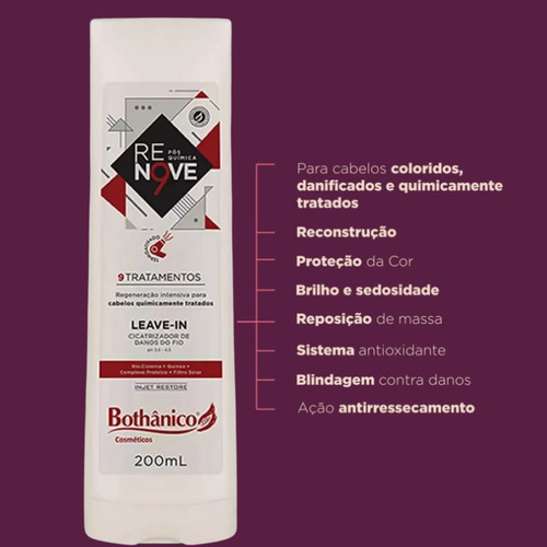 Kit C3 Leave-in Ren9ve Pós Química Regeneração - Bothânico