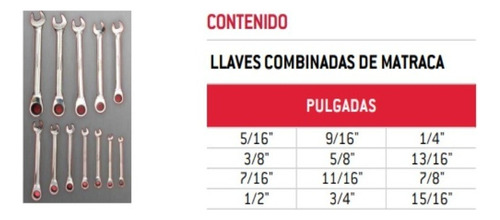 Juego Herramientas 12 Llaves Combinadas Matraca Urrea