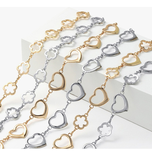 Nuevo (2#molde) Cadena De Cintura Con Flor De Corazón Hueco