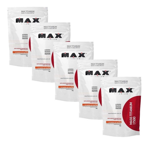 Kit 5x Mass Titanium 17500 3000g Refil Baunilha Max Titanium