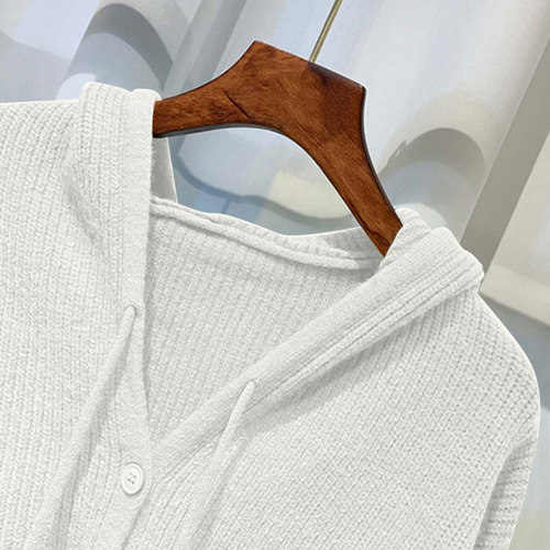 Abrigo Holgado De Manga Larga Para Mujer, Tejido Con Botones