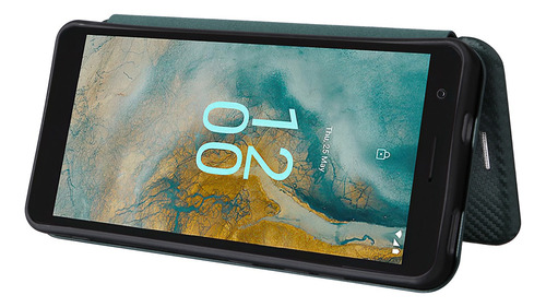 Funda Tipo Cartera De Fibra De Carbono For Teléfono Nokia