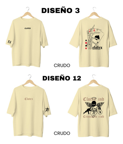 Pack X5 Remera Oversize Estampada 100%algodon Premium Clotex