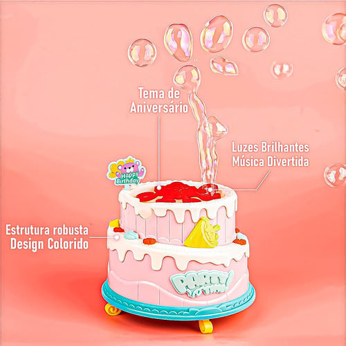 Imagem 5 de 10 de Máquina De Fazer Bolhas De Sabão Bolo De Aniversário Som Luz