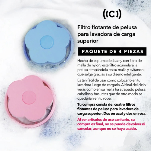 Filtro Atrapa Pelusa Pelo Reutiliza Lavadora Bolas Secadora
