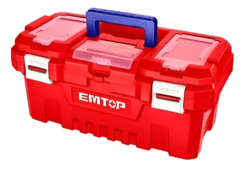 Caja Herramientas Plástica Con Bandeja 14 Pulgadas Emtop Rojo