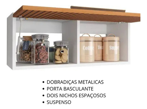 Armário Aéreo Dunk Suspenso 1 Porta Lavanderia Cozinha Branco Ripado 32cm X 80cm X 31cm Jm3 Móveis