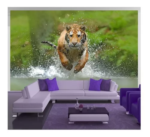 Papel De Parede Animais Tigre Correndo Rio 3D Anm237 - Você Decora - Papel  de Parede - Magazine Luiza