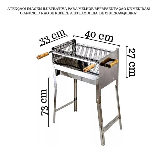 Churrasqueira Portátil Inox 40x27