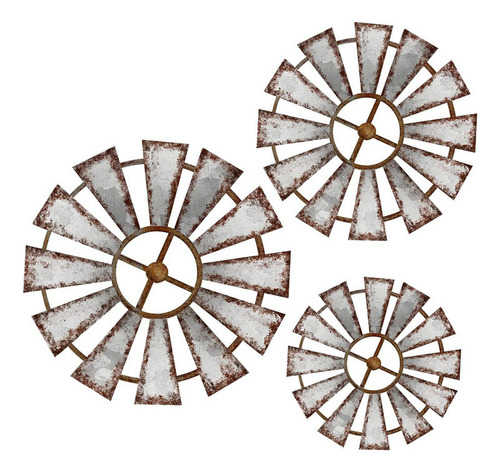 Decoración De Pared De Molino De Viento De Madera De 3piezas