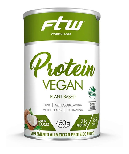Protein Vegan 450g - Ftw - Proteína Ervilha Arroz Leite Coco
