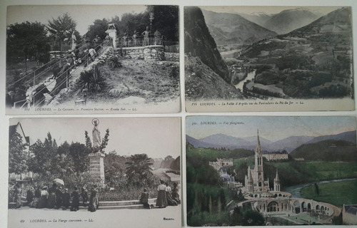 4 Antiguas Postales De Francia Ciudad De Lourdes