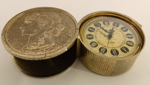 Antiguo Reloj Despertador Europa Funcionando Leer Dorado (Usado)