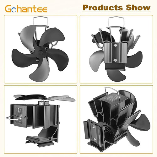 Gohantee Heat Powered 5 Blades Stove Fan Colgando En La Chim