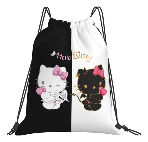 Linda Mochila Cordon Hello Cat Bolsa Gimnasio Dibujo Animado