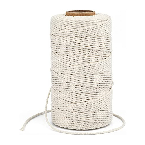 Cuerda De Algodón Natural De 328 Pies Y 2 Mm Para Manualidad