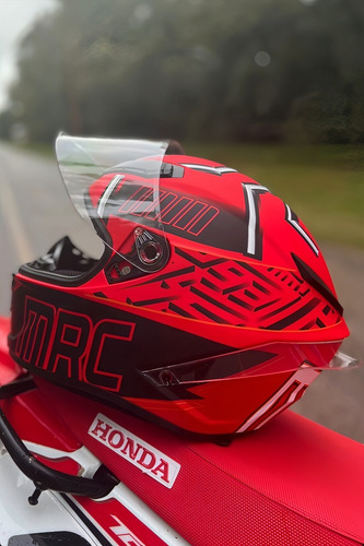 Casco Mrc Ff320 Incluye Visor Tornasolado Y Aleron Rojo Marc Marquez L