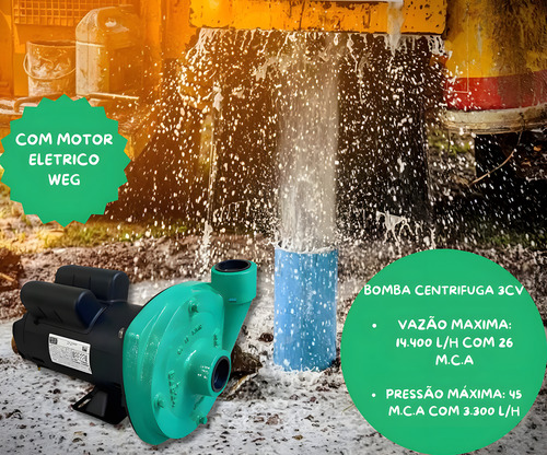 Bomba Centrifuga Wdm 3,0cv Monofassico Motor Weg 127/220v