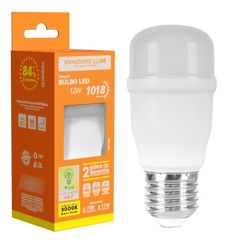 Lâmpada Led 12w E27 Bulbo T45 3000k Branco Quente Llumm Cor Da Luz Branco-quente 110v/220v