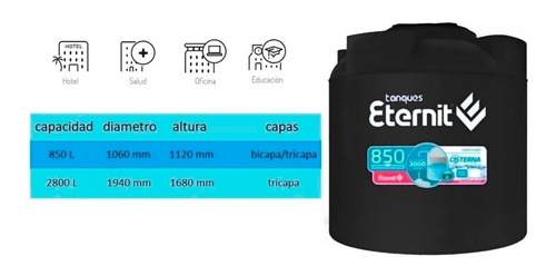 Tanque Cisterna 850 Lts Bicapa Eternit Apto Para Enterrar