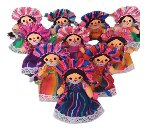 Indita Marías Lele Muñeca Artesanal Mexicana 18 Pz De 12 Cm
