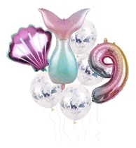 Comprar Globos La Sirenita Kit X 7 Globos Aluminio Y Latex