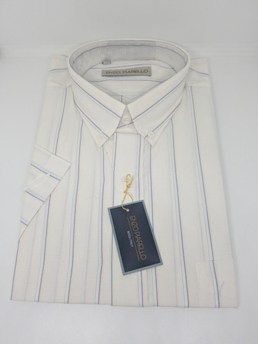 * Camisa Hombre Talla M Enzo Piarello Blanco Con Rayas