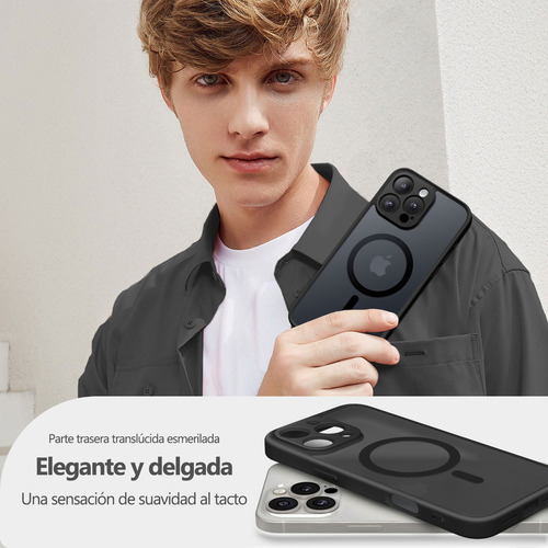Funda Compatible Magsafe Para iPhone Serie,iPhone 16/15/14/13 Case Protección Completa La Cámara Translúcido Mate Delgad