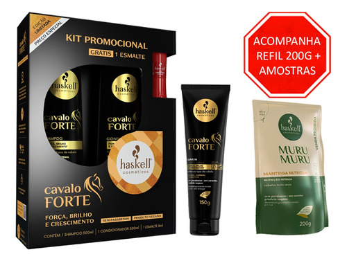  Kit Haskell Cavalo Forte Promopack +leave Antiqueda E Brilho