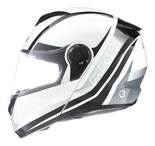 Imagen 5 de 9 de Casco Moto Rebatible Mac 908 Rock Stroke Blanco Gris Negro