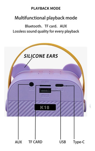 Karaoke Portátil Con 2 Micrófonos Inalámbricos Para Niños