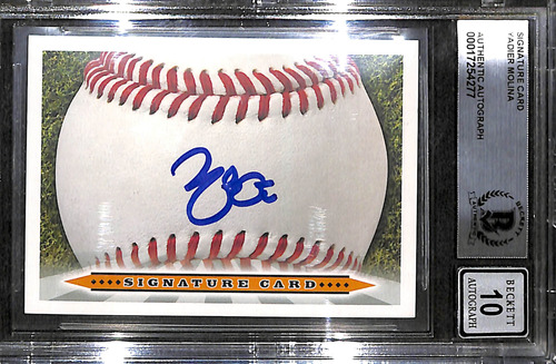 Yadier Molina Index Card Autografo Beckett De #10 (Usado)