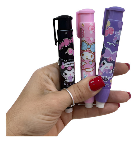 Goma De Borrar Retractil Kuromi My Melody Sweety Color Violeta/negro/rosa