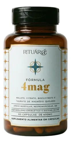 Suplemento 4mag Rituária 60 Cápsulas 4 Magnésios B6 Vegano Sem Sabor