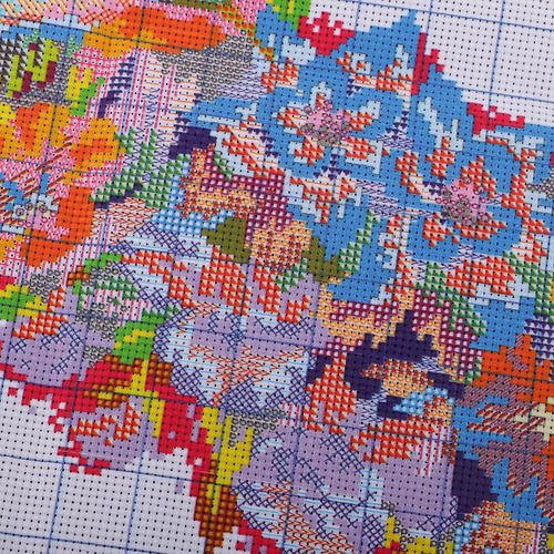 . Kit De Estampado Cuadros Colibríes Flores 14ct 51x50cm
