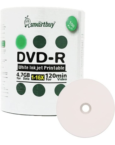 Dvd-r Blanco Printable Smartbuy 4.7 Gb/120min 16 X 