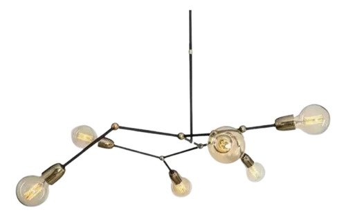 Lampara Colgante Branch 6 Luces Perfecta Negro Con Bronce 