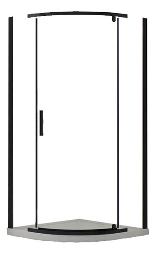 Box De Ducha Mampara Gorena Rio 90cm Cabina Curva C/base Armazón Negro Panel Transparente