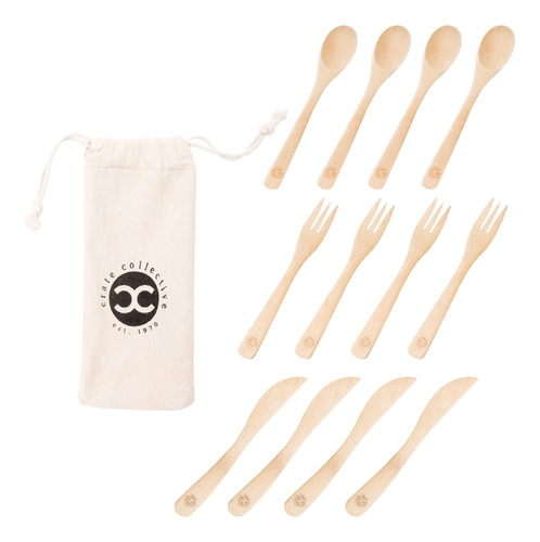 Crate Collective Bamboo Utensils Set De 4 - Juego De Cubiert