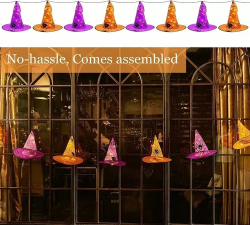Sombreros De Bruja Iluminados De 8 Piezas Para Decoración De