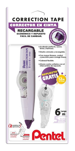 Imagen 1 de 6 de Corrector En Cinta 2 En 1 Blíster Violeta 1 U-ztp205bp-m2