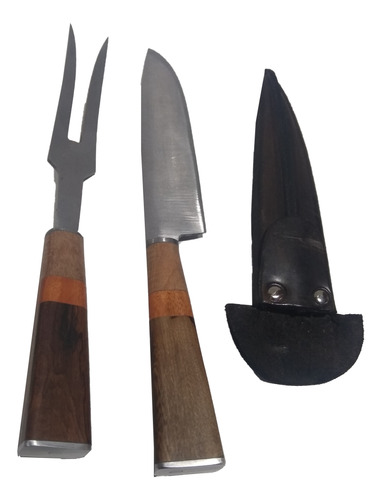 Set Asado Cuchillo Y Tenedor De Trinchar Con Vaina Cuchillo