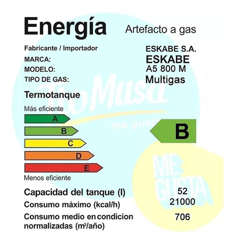 Imagen 6 de 8 de Termotanque Multigas Eskabe Acquapiu Nuevo Modelo A5 800lt/h