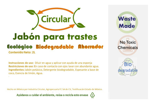 Jabón Biodegradable Para Trastes 2l